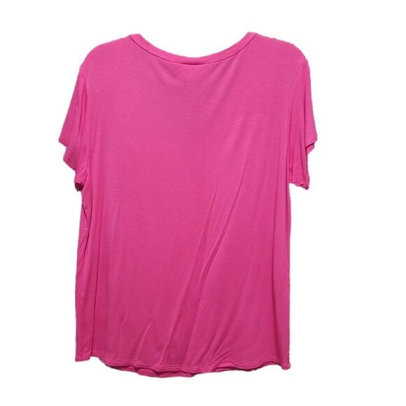 Zig Zag Stripe deep v neck pink tee - Picture 2 of 5